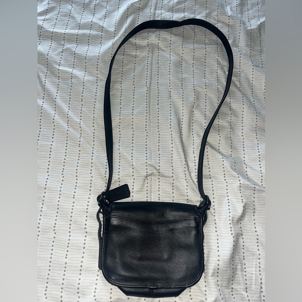 Coach Mini Black Leather Saddle Bag Reissue Crossbody Bag - Picture 3 of 8